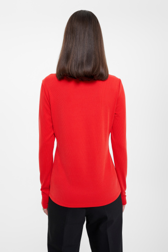 Czerwony longsleeve z dodatkiem wiskozy