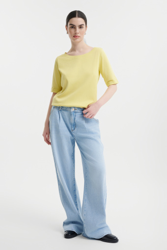 Limonkowy T-shirt o prostym kroju  Limonkowy T-shirt o prostym kroju