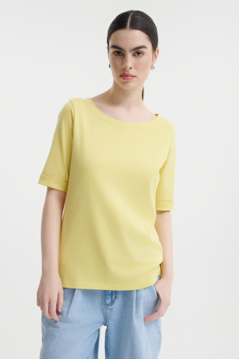 Limonkowy T-shirt o prostym kroju  Limonkowy T-shirt o prostym kroju