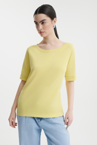 Limonkowy T-shirt o prostym kroju  Limonkowy T-shirt o prostym kroju