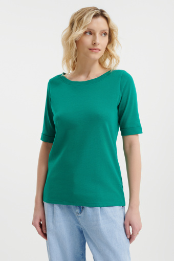 Bawełniany T-shirt w kolorze ciemnej zieleni 