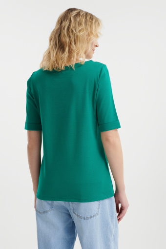 Bawełniany T-shirt w kolorze ciemnej zieleni 