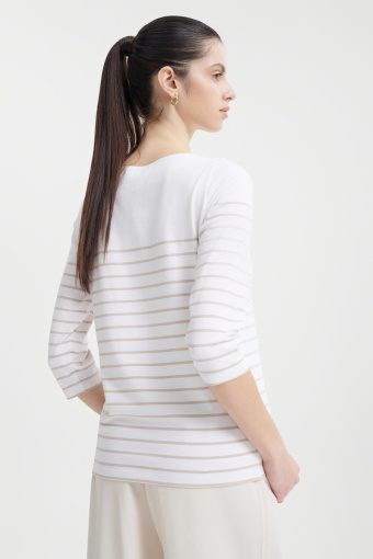 Top w paski z dekoltem w łódkę