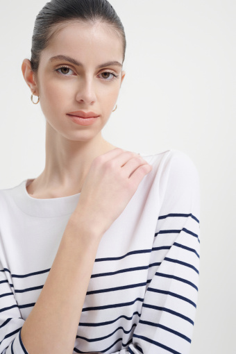 Bawełniany top w paski z rękawem 3/4 