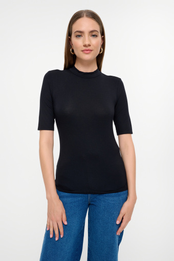 Czarny top z półgolfem basic Czarny top z półgolfem basic