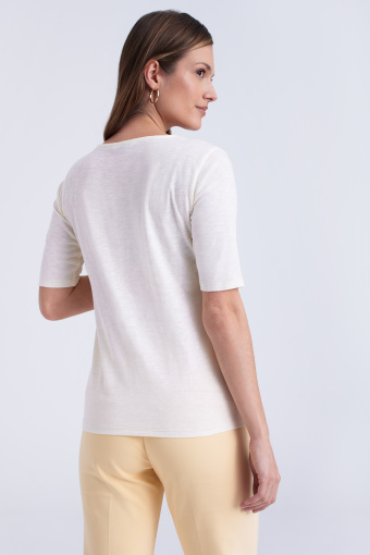 Bawełniany top z ozdobnym dekoltem