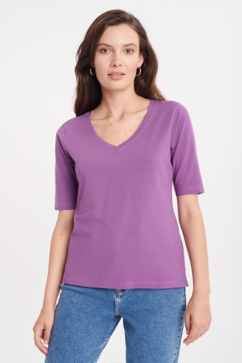 Fioletowy top z dekoltem V