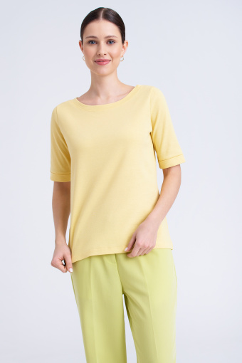 Top z dekoltem w łódkę, kolor żółty