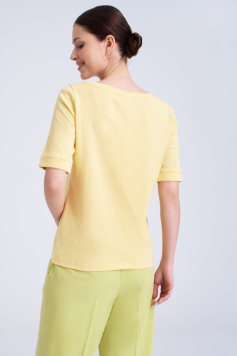 Top z dekoltem w łódkę, kolor żółty