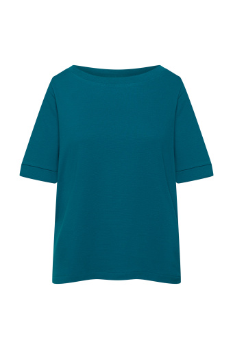 Turkusowy top z dekoltem w łódkę