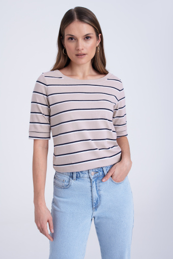 Beżowy top w paski Beżowy top w paski