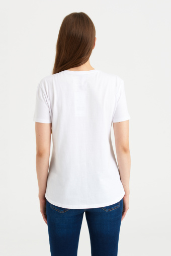 Bawełniany top z nadrukiem, biały