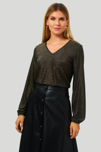 Czarny top z błyszczącą nitką