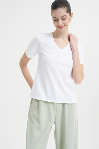 Basicowy biały top bawełniany 