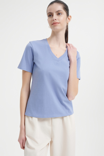 Basicowy niebieski top bawełniany  Basicowy niebieski top bawełniany