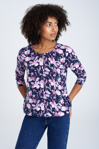 Dzianinowa bluzka w jasnoróżowe kwiaty Dzianinowa bluzka w jasnoróżowe kwiaty