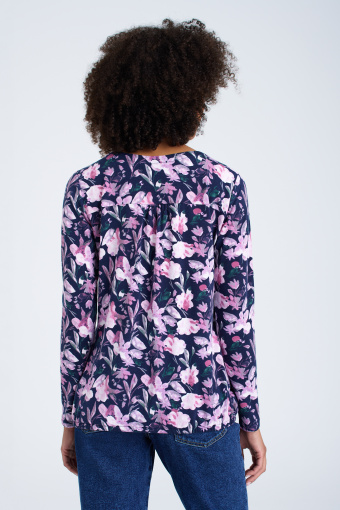 Dzianinowa bluzka w jasnoróżowe kwiaty Dzianinowa bluzka w jasnoróżowe kwiaty