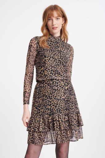 Beżowo-czarny top w panterkę