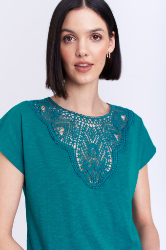 Kobiecy top z koronką, morska zieleń Kobiecy top z koronką, morska zieleń