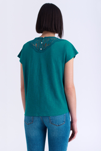 Kobiecy top z koronką, morska zieleń Kobiecy top z koronką, morska zieleń