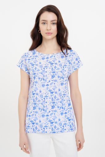 Biało-niebieski top paisley