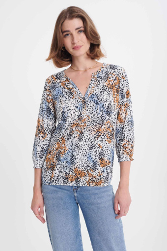 Top w zwierzęcy, multikolorowy print