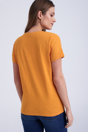 Top z krótkim rękawem, kolor pomarańczowy