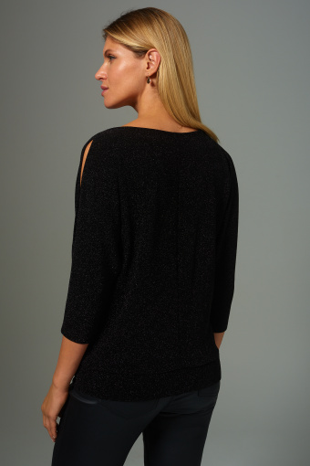 Czarny, dzianinowy top z połyskującą nitką