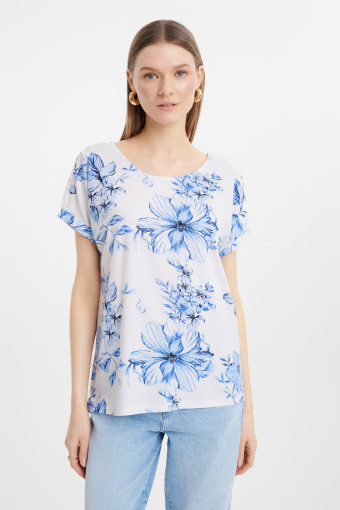 Stylowy top w niebieskie kwiaty