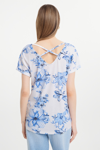 Stylowy top w niebieskie kwiaty
