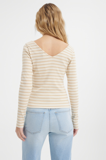 Top w paski z wycięciem w kształcie V na plecach 