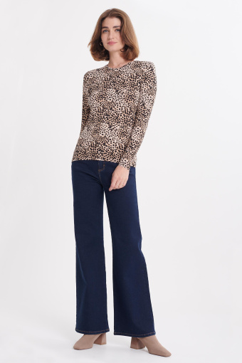 Casualowy top slim fit z nadrukiem w cętki