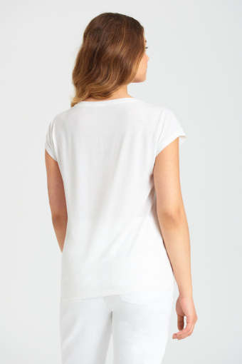 Luźny, biały top z grafiką w kwiaty