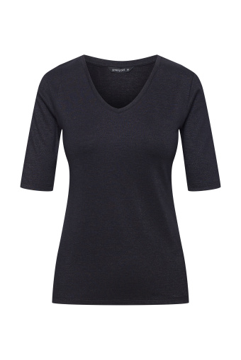 Czarny top z delikatnym połyskiem, rękaw do łokcia