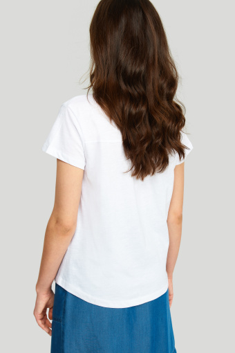 Bawełniany top z ozdobnym detalem przy dekolcie