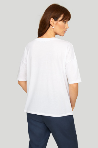 Bawełniany top z ozdobnym detalem przy dekolcie