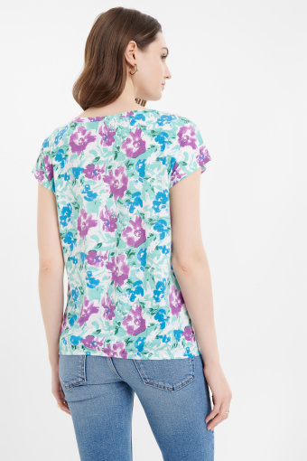 Casualowy top w kolorowe kwiaty