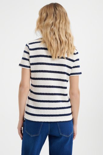 Kobiecy biało-granatowy top w paski