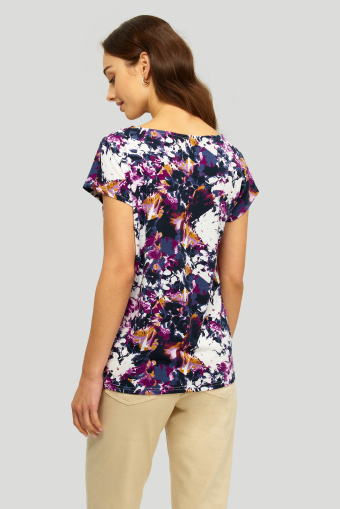Stylowy top z nadrukiem w kolorowe kwiaty Stylowy top z nadrukiem w kolorowe kwiaty