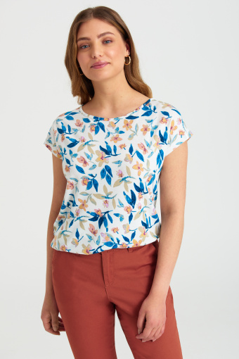Biały top z kwiatowym nadrukiem
