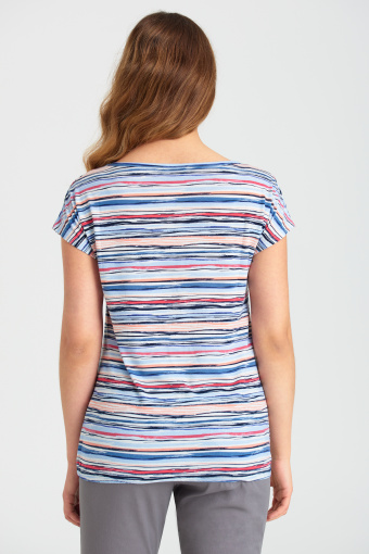 Luźny top z nadrukiem w paski i gumką u dołu Luźny top z nadrukiem w paski i gumką u dołu