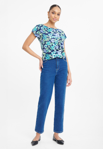 Multikolorowy top w kwiaty