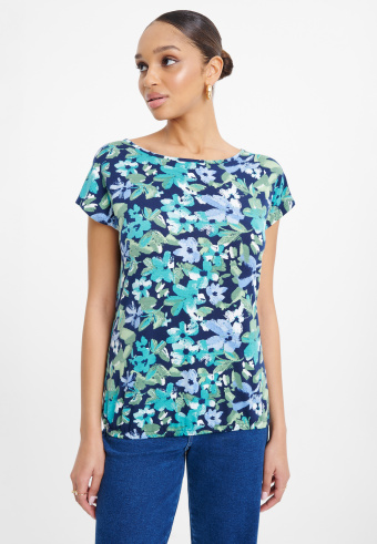 Multikolorowy top w kwiaty