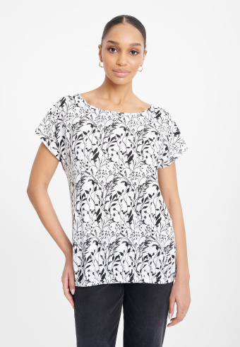 Biały top z gumką u dołu