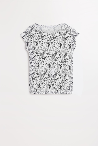 Biały top z gumką u dołu