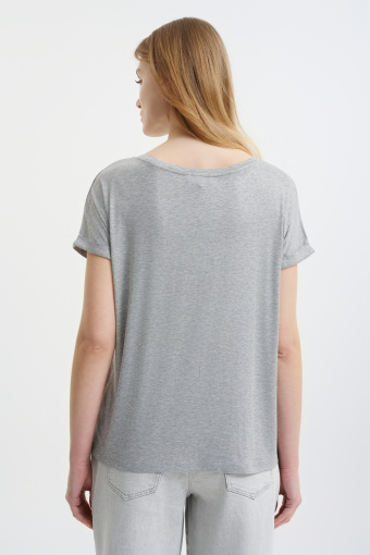 Szary top z krótkim rękawem z podwinięciem