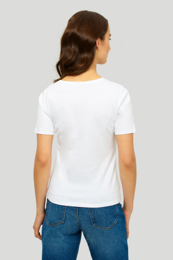 Biały, klasyczny top z krótkim rękawem