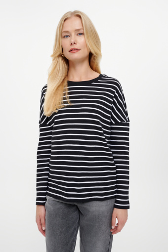 Czarny basicowy longsleeve w paski Czarny basicowy longsleeve w paski