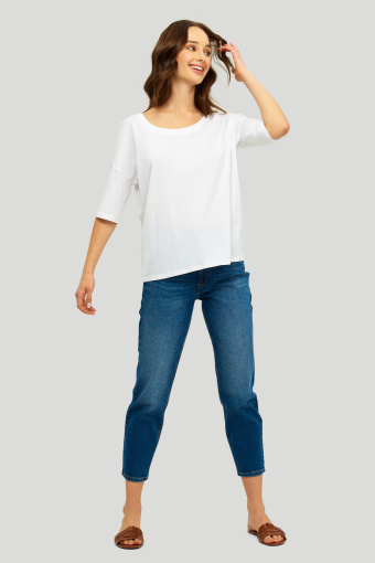 Bawełniany, luźny top w białym kolorze