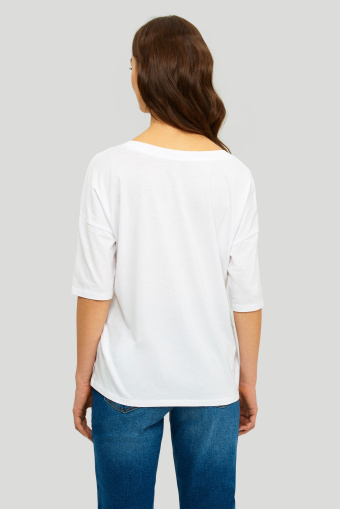 Bawełniany, luźny top w białym kolorze